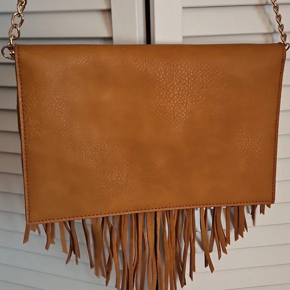 Tan Fringe Envelope Clutch - Picture 3 of 5